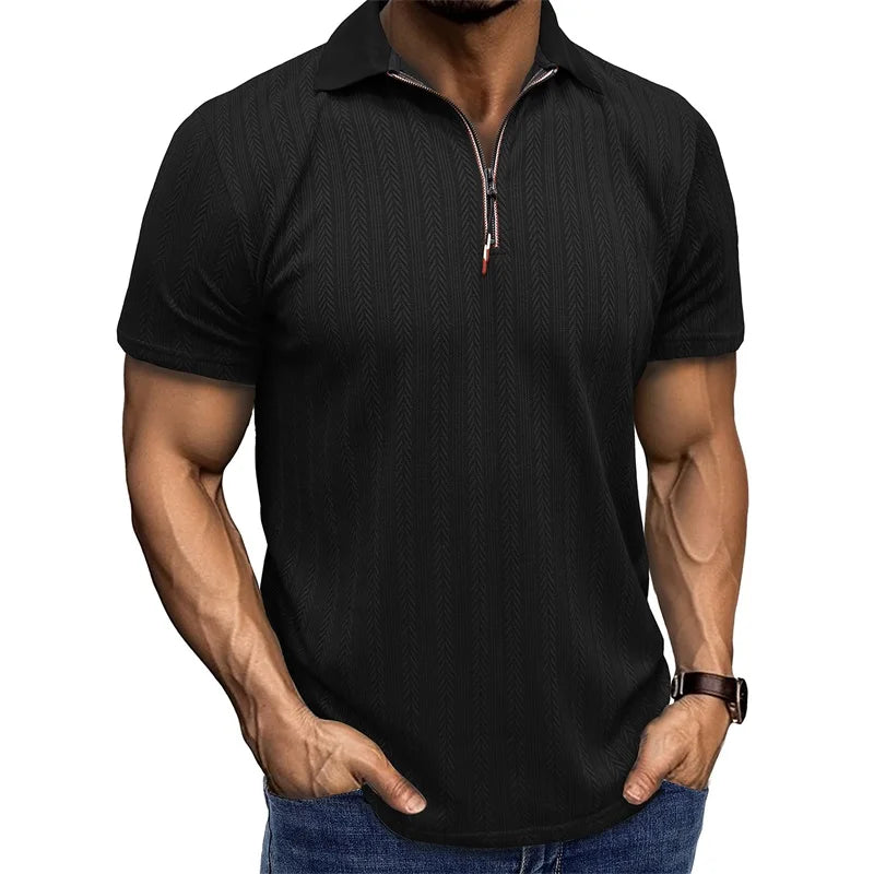 Jacquard Zip Polo