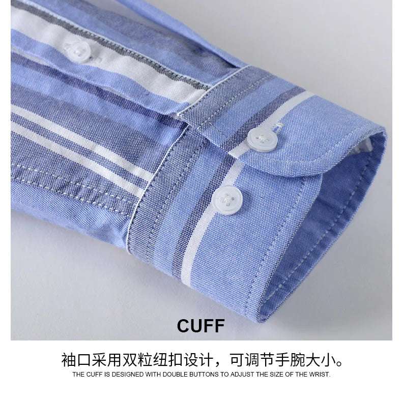 Striped Plaid Cotton Slim Shirt