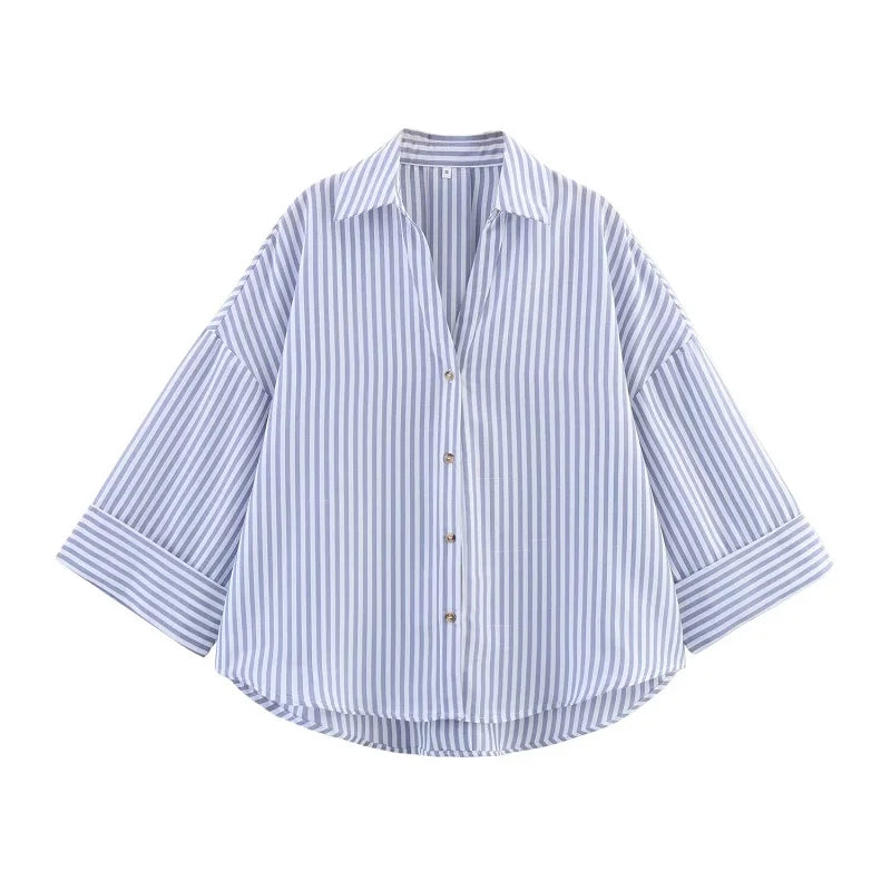 Striped Oversize Summer Shirt Women