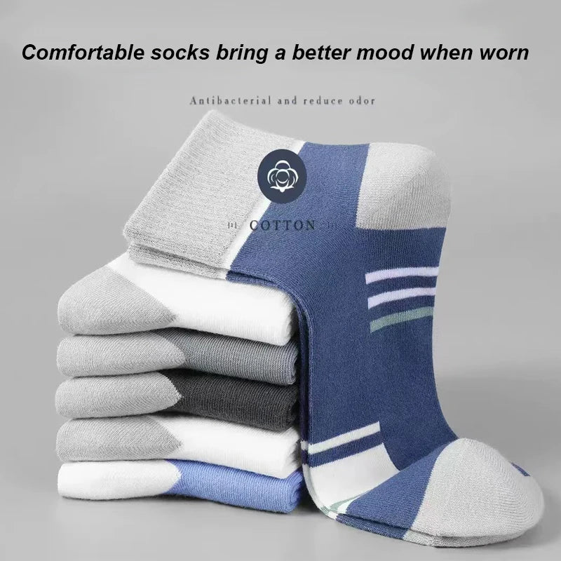 Men’s Breathable Cotton Crew Socks – 6-Pair Set