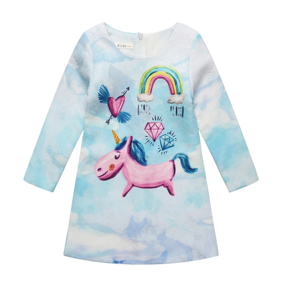Printed Flower Casual Girls Dress