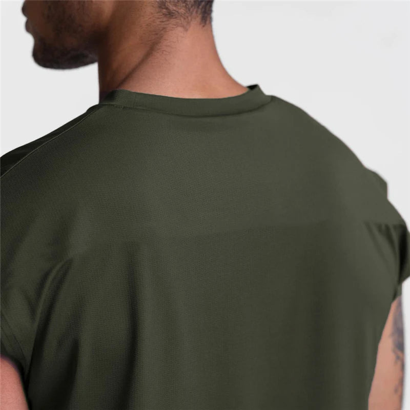 Gym Bodybuilding Tank Tops Mens Fitness Training Sleeveless Shirt Workout Muscle Vests Mesh Breathable Quick Dry Loose Singlets