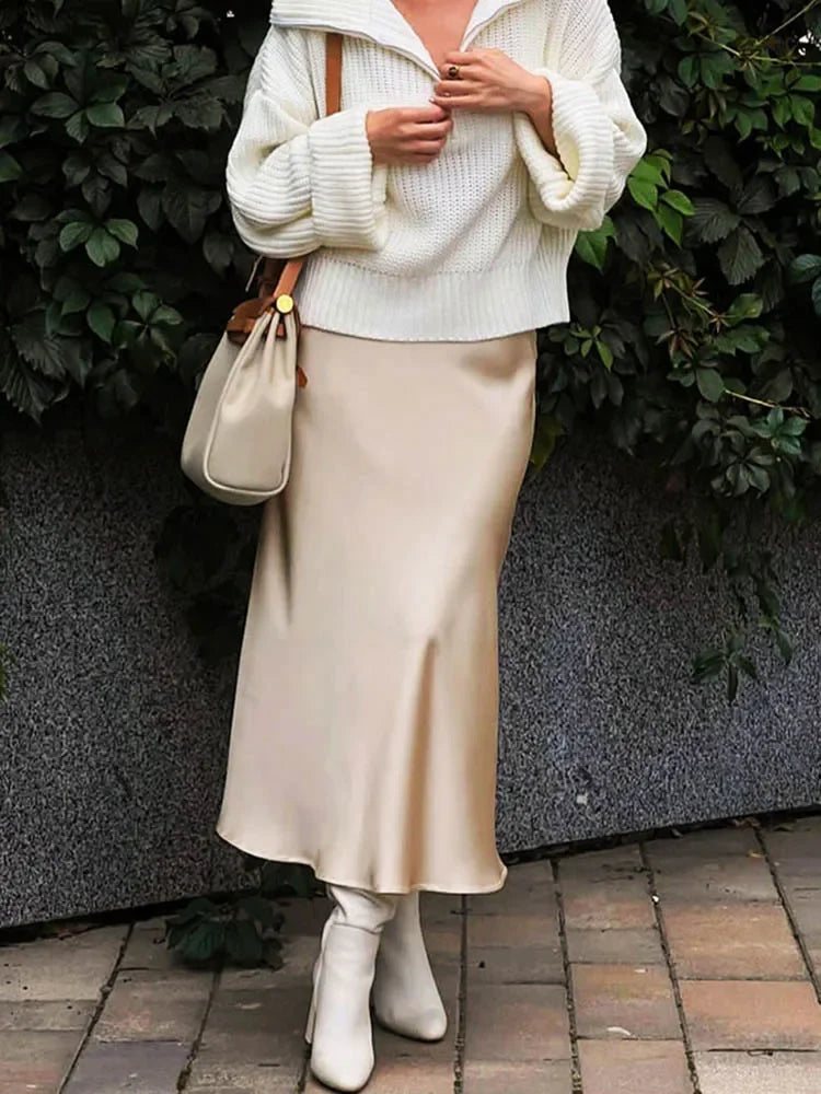 Elegant Satin A-Line Summer Skirt