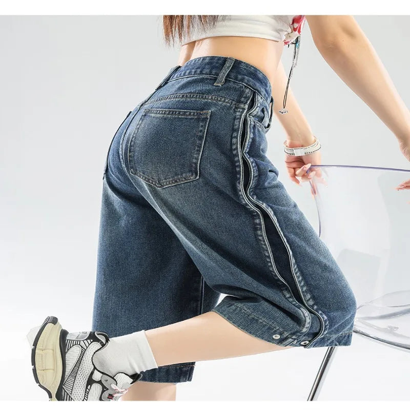 Denim Shorts for Women Summer  Fashion Trendy Loose Fitting Casual Female Jeans Breathable Comfy Streetwear