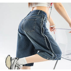 Denim Shorts for Women Summer  Fashion Trendy Loose Fitting Casual Female Jeans Breathable Comfy Streetwear