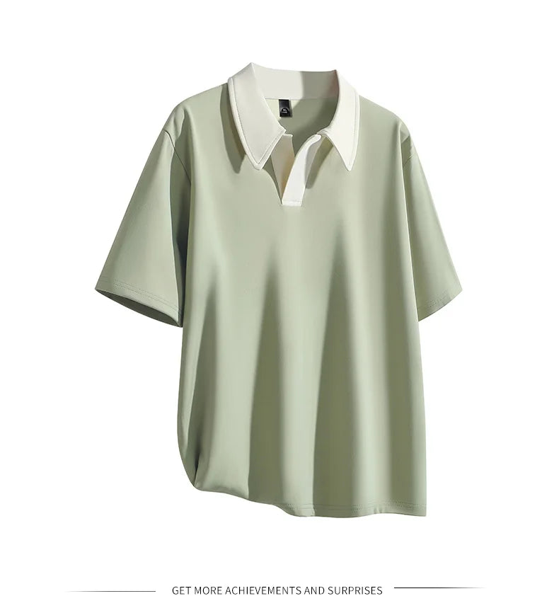 Oversized Contrast Summer Polo Shirt