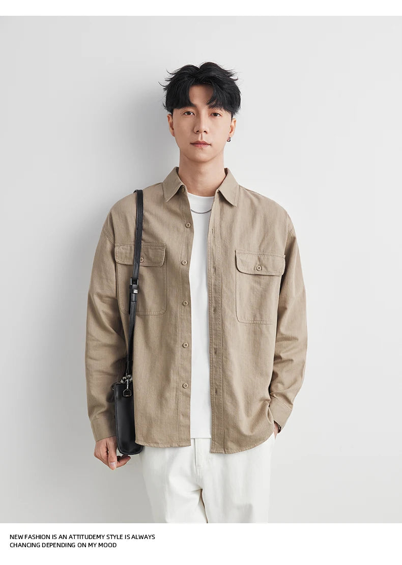 Vintage Cotton Workwear Shirt Men