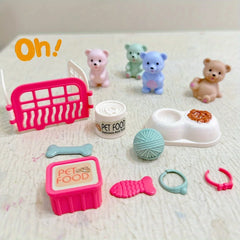 Children's Play House Toys with Teddy Bears Pet Bathrooms Scene Little Girls Family Pet Toys Gift for Kids