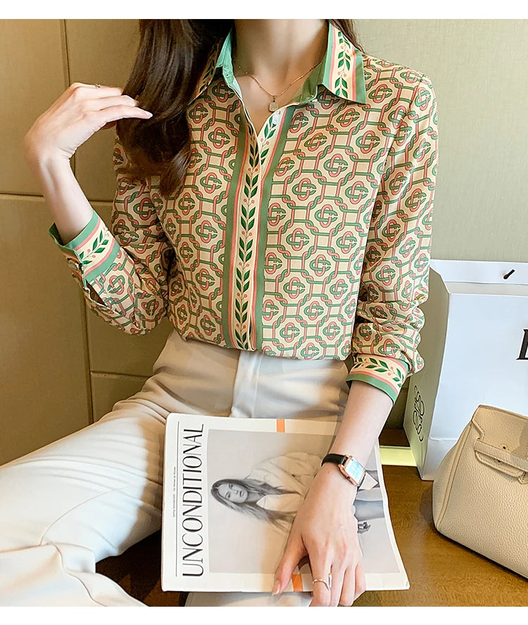 Fashion ladies shirts New elegant Women Blouses Long Sleeve Button-Down Tops blusa mujer