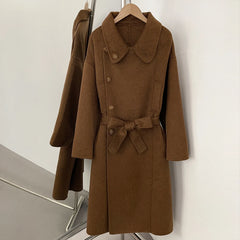 Belted Wool Blend Long Coat