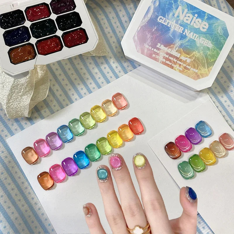 9-Color Solid Gradient High-Saturation Blush Nail Polish, French Manicure Gel, Suitable for Nail Technicians and Beginners.