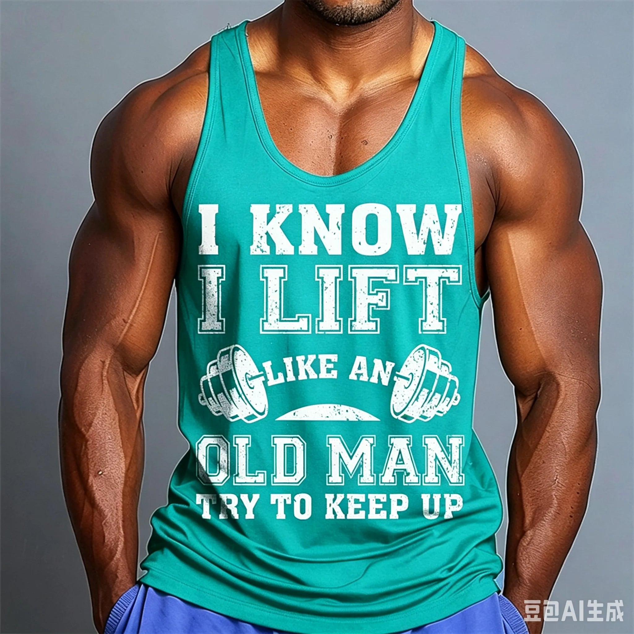 Men I Know I Lift Like An Old Man Graphic Tank Top, Sleeveless Gym Workout Muscle Vest, Casual Fitness Sports Tank Shirt