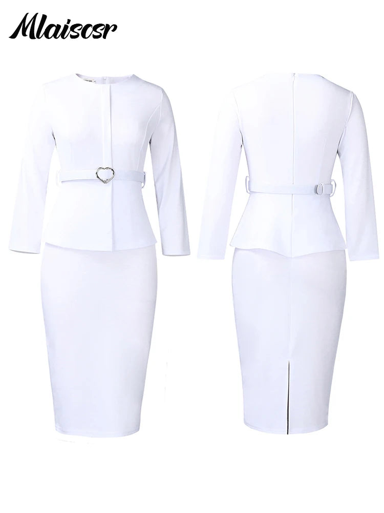 Pencil Midi Dress with Waist Sash