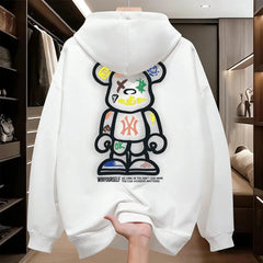 Men's Hooded Sweatshirt - Fall/Winter Casual Fashionable Loose Top with Fleece Lining, Outdoor Warm Hooded Hoodie