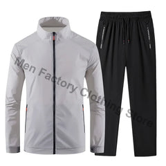 2025 Men's Sportswear Spring Summer Tracksuit 2 Piece Sets Sports Suit Sun Jacket+Pant Running Set Male Gym Exercise Clothing