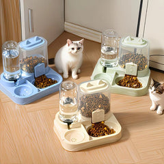 2-in-1 Large Pet Feeder & Water Dispenser, Dry Wet Separation, Durable Plastic, Transparent, No Battery, For Cats Dogs Travel
