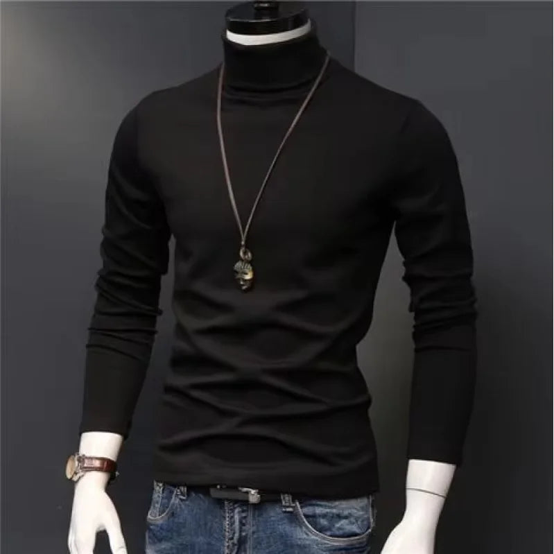 Slim Black Turtleneck Tee Men