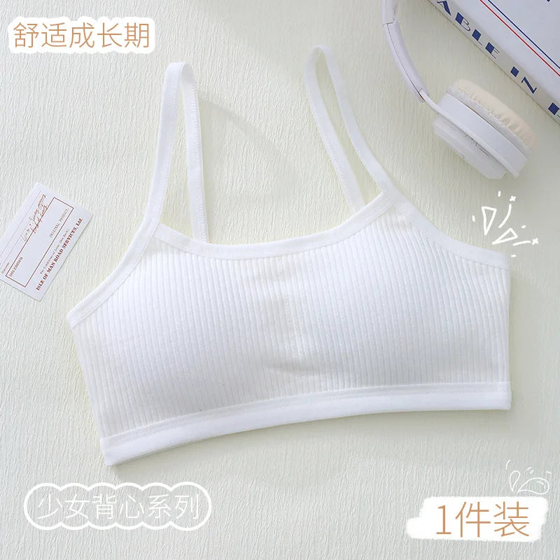 1PC Cotton Teenagers Girls Training Bras Solid Developmental Girls Sports Bras Soft Brassiere Kids Tank Tops Children Underwears