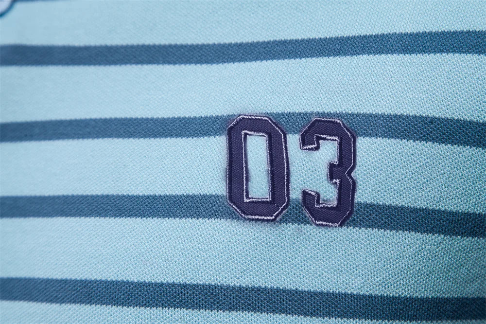 Striped Embroidered Cotton Summer Polo