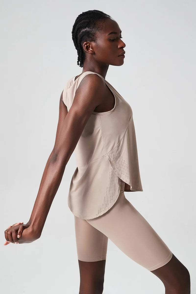 Yoga Sport Top Women Gym T Shirt Workout Clothing Wear Loose Cover Hip Shirt Quick Dry Vest Cropped Blouse Cool Tank Tops