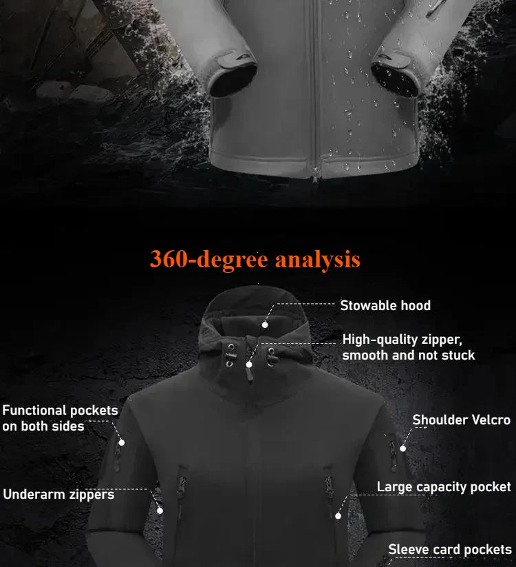 Winter Autumn Fleece Thermal Waterproof Suit Men Jacket Tactical Outdoor Fishing Hiking Camping Tracksuits Coat