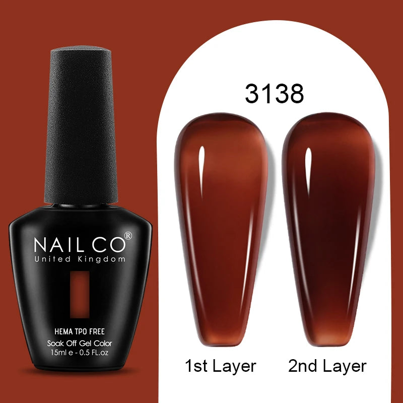 NAILCO 15ml Colorful Jelly Gel Nail Polish Gorgeous Color HEMA TPO FREE Soak Off UV LED Semi Permanent Long Wear Gel Varnish