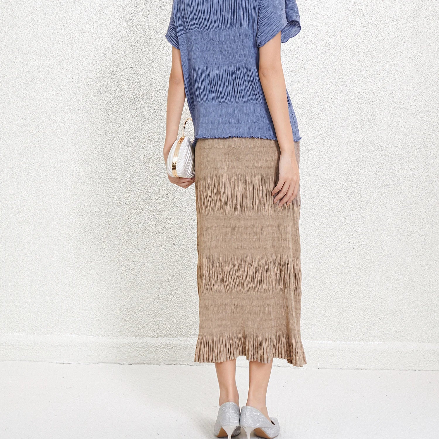 Flowy Pleated Chiffon Maxi Skirt