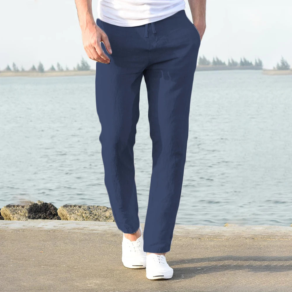 Cotton Linen Casual Straight Pants