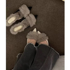 Fur Pointed Mule High Heels