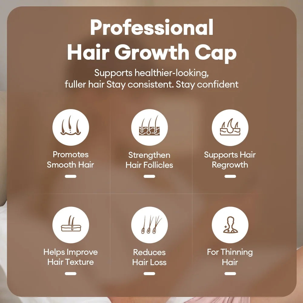 650nm+850nm Infrared Red Light Hair Growth Cap Hair Loss Treatment Hat Anti Hair Loss Restore Hair Thickness Hair Regrowth Care