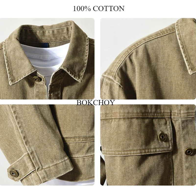 Vintage Cotton Cargo Shirt Jacket