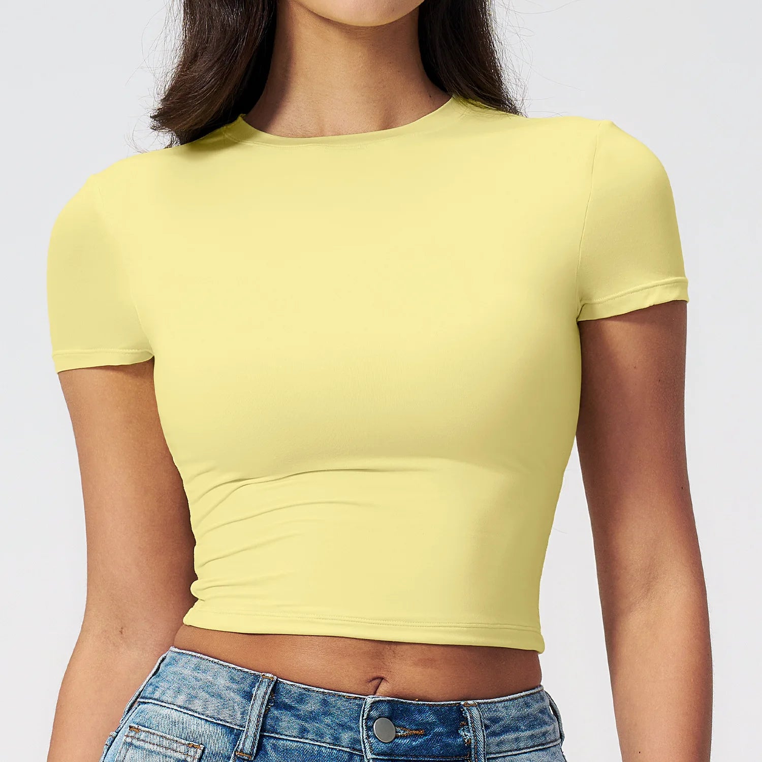 Yoga Shirts Women Sexy Exposing The Navel Short Sleeve Workout Crop Top Gym Top Fitness Running Workout Sport T-shirts Yoga Wear