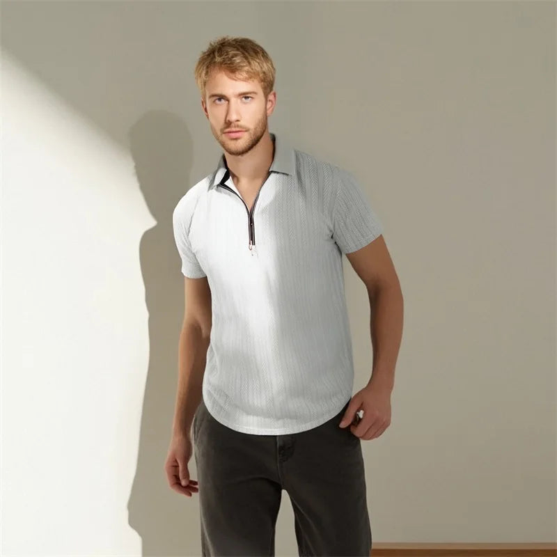 Jacquard Zip Polo