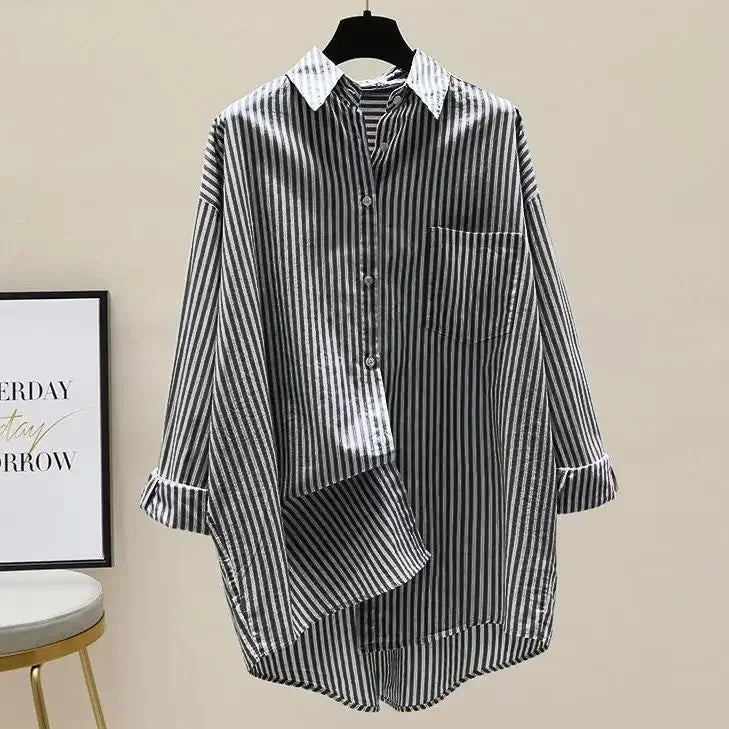 Striped Loose Office Shirt Women