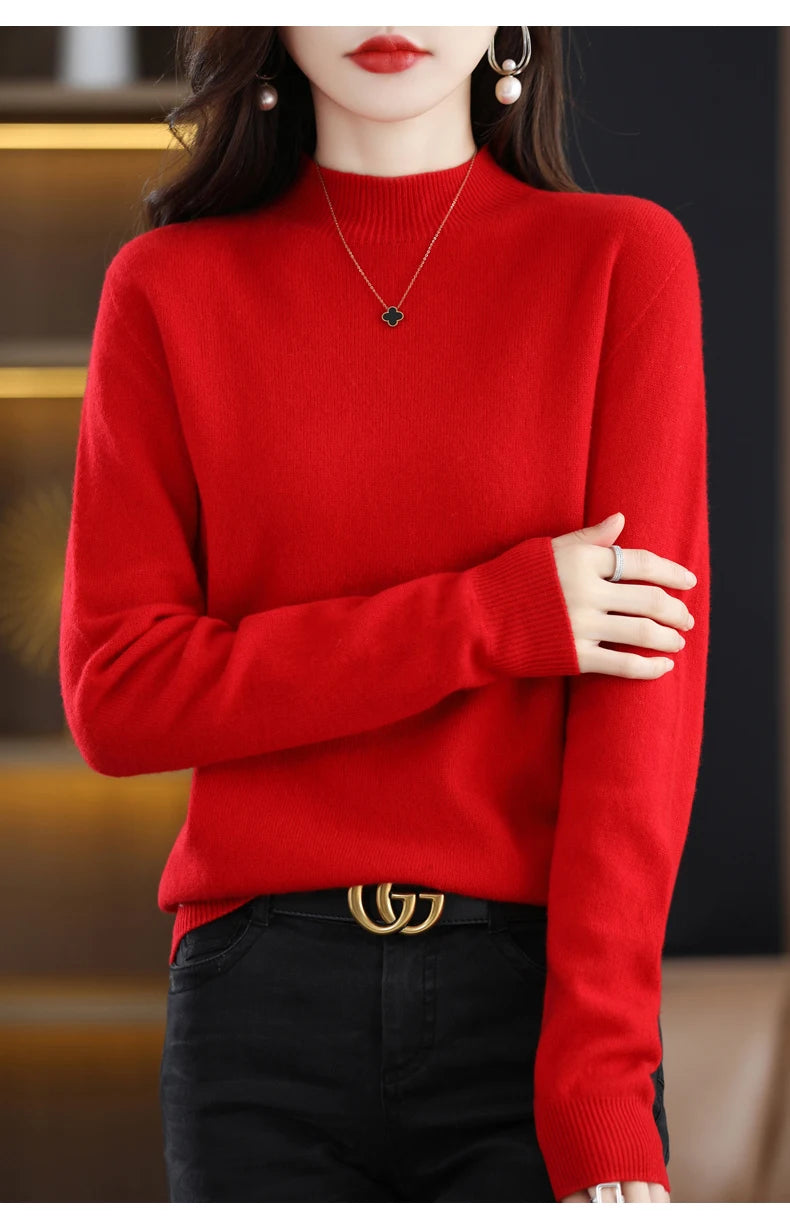 Merino Wool Mock Neck Pullover