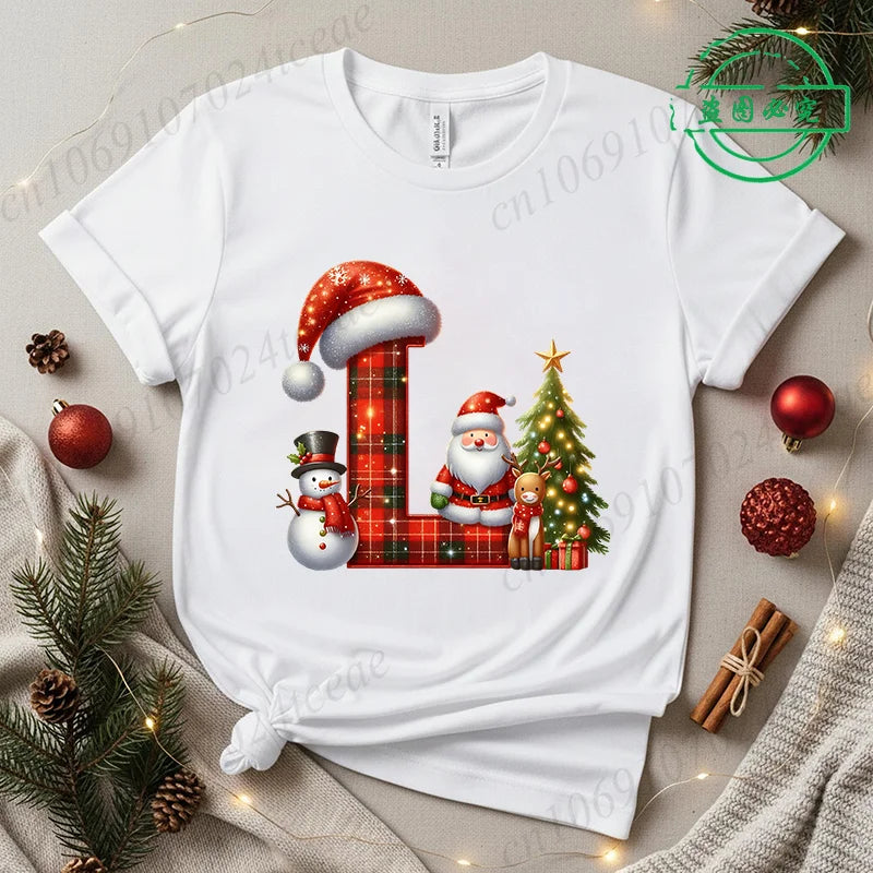 Festive Alphabet Holiday Casual Tee