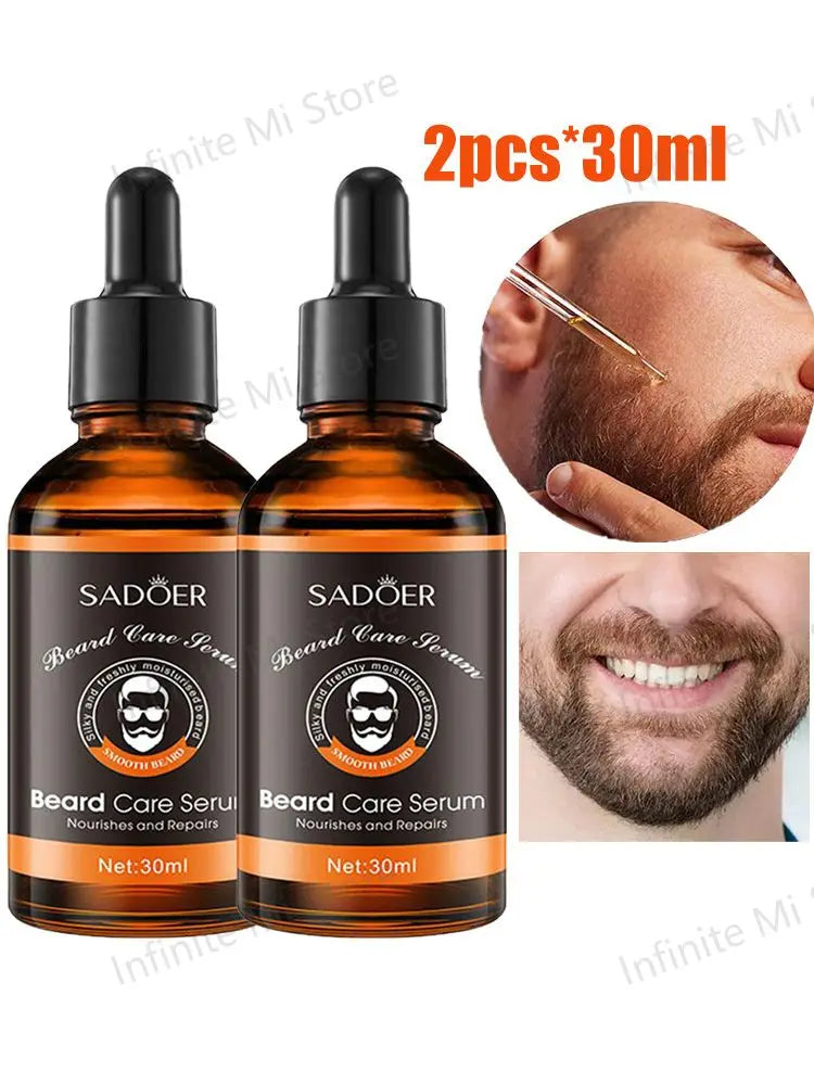 2pcs Beard Care Oil For Men Natural Organic Beard Care Fast Shine Soften Beard Strengthens Mustaches Smooth Nourishing Beard Oil