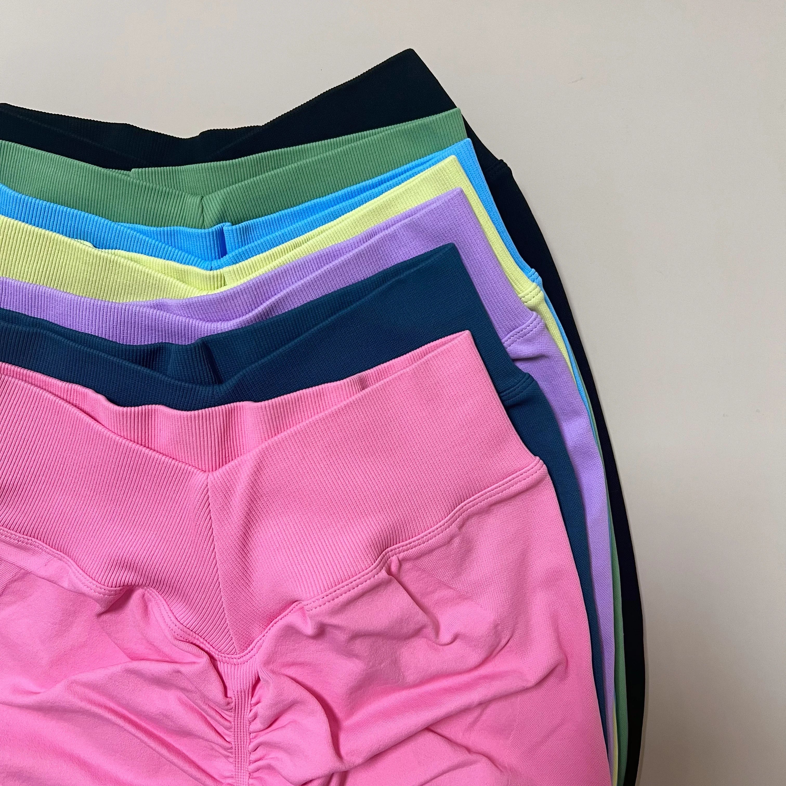 New Women V Back Athletic Leggings Fitness Exercise Yoga Gym Tights Workout Scrunch Butt Lifting Training Pants