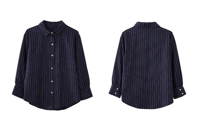 Vintage Striped Loose Shirt Women