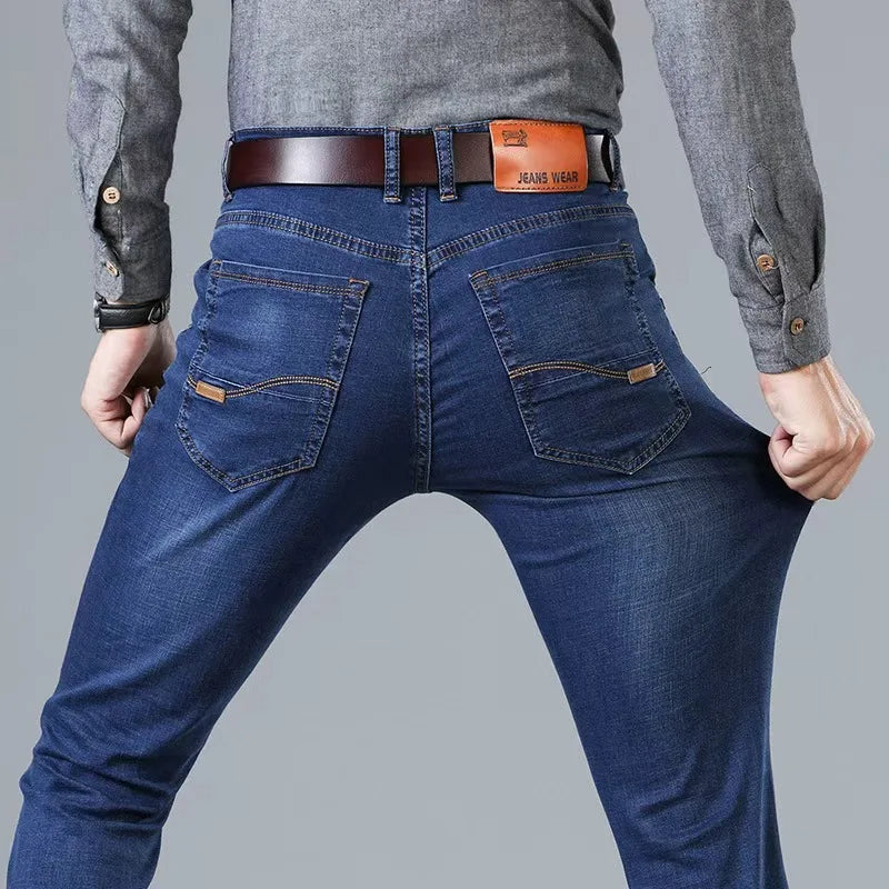 JEAN2026 Autumn/Winter New Men's Casual Pants, High-Quality Business Formal Sportswear Jeans, Straight-Leg Stretch Long Pants