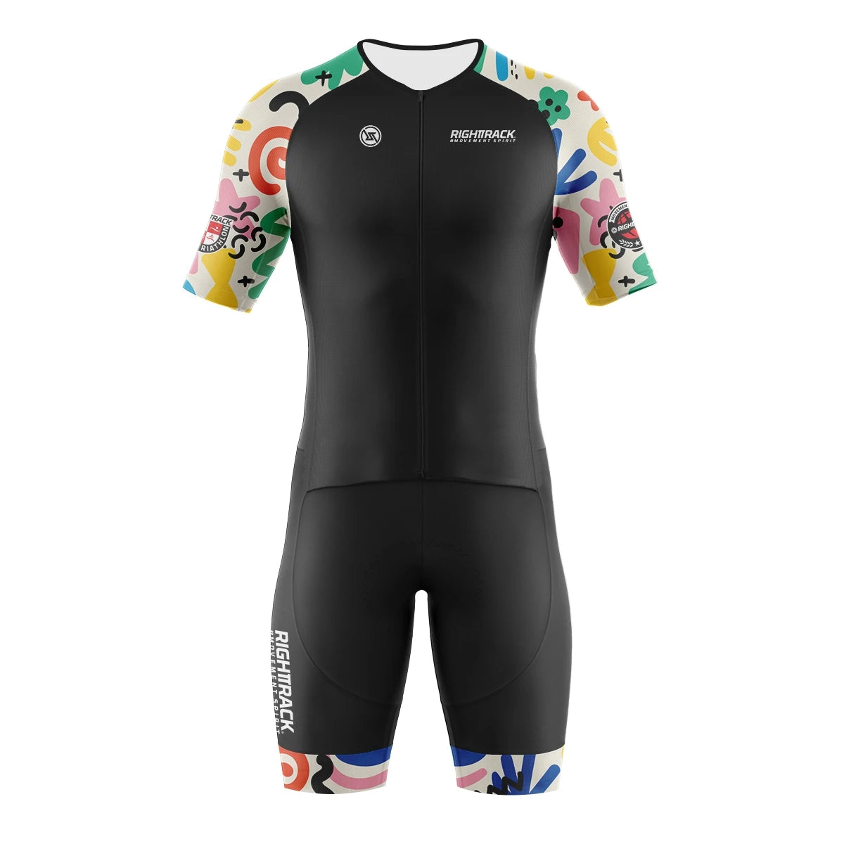 RIGHTTRACK Trisuit Men's Summer Triathlon Race Short Sleeve Skinsuit Clothing Swimming Cycling Running Custom Apparel