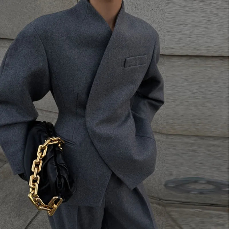 Elegant V-Neck Office Suit Set