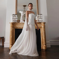 Elegant Strapless Satin Evening Gown