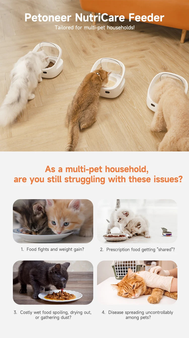 New Petoneer NutriCare Feeder Tailored For Multi-Pet Households Pet feeder Cat And Dog Feeder With App