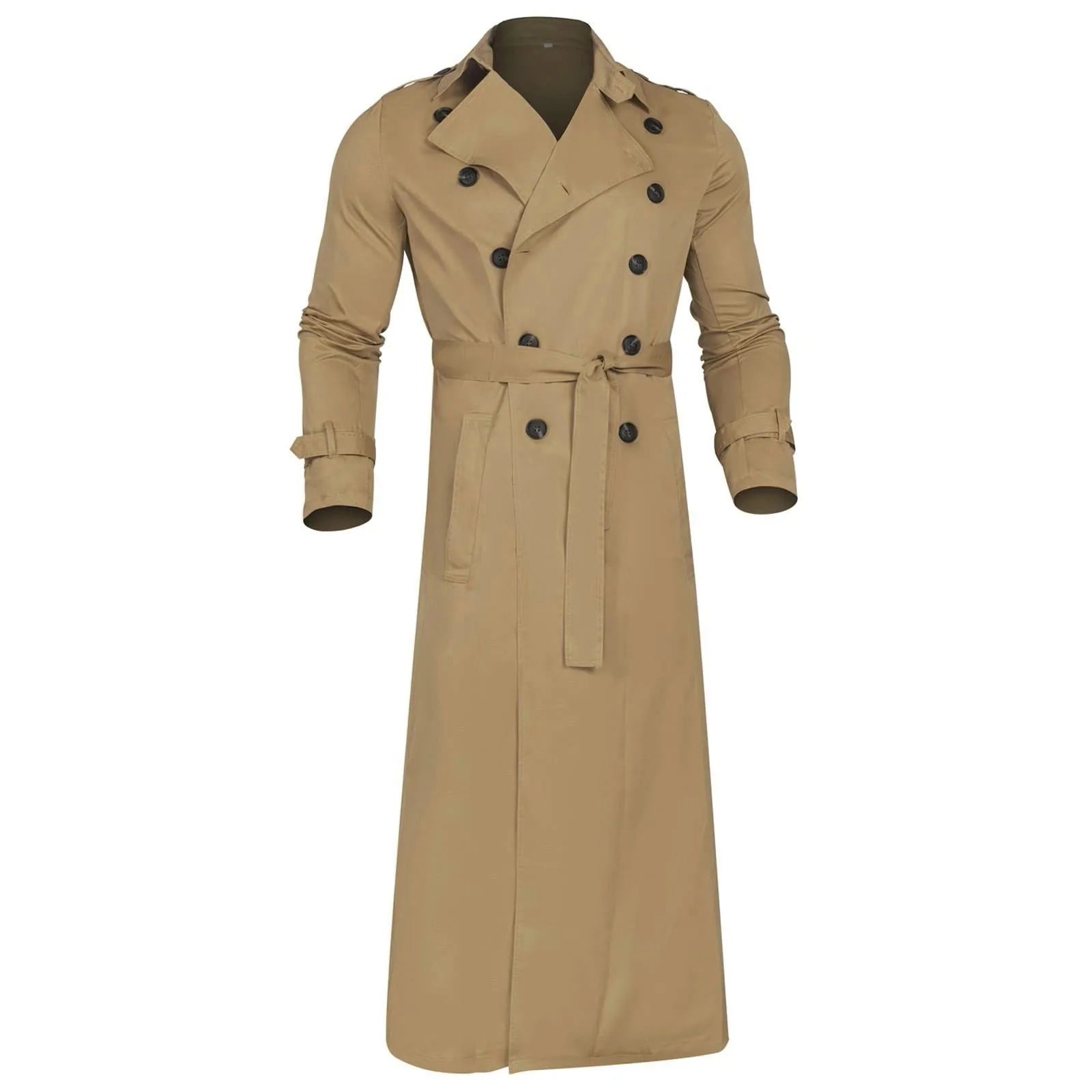 Men’s Luxury Full-Length Trench Coat – England Style Business Overcoat