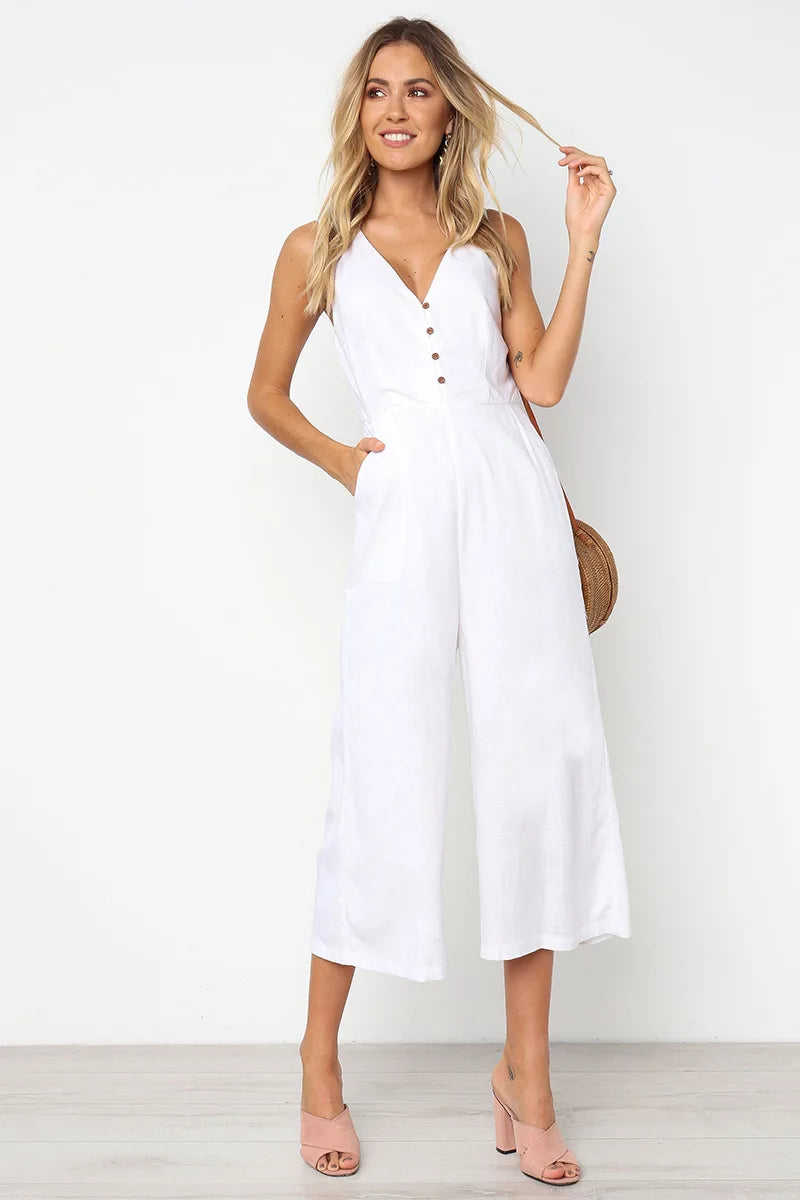 Urban V-Neck Streetwear Jumpsuit