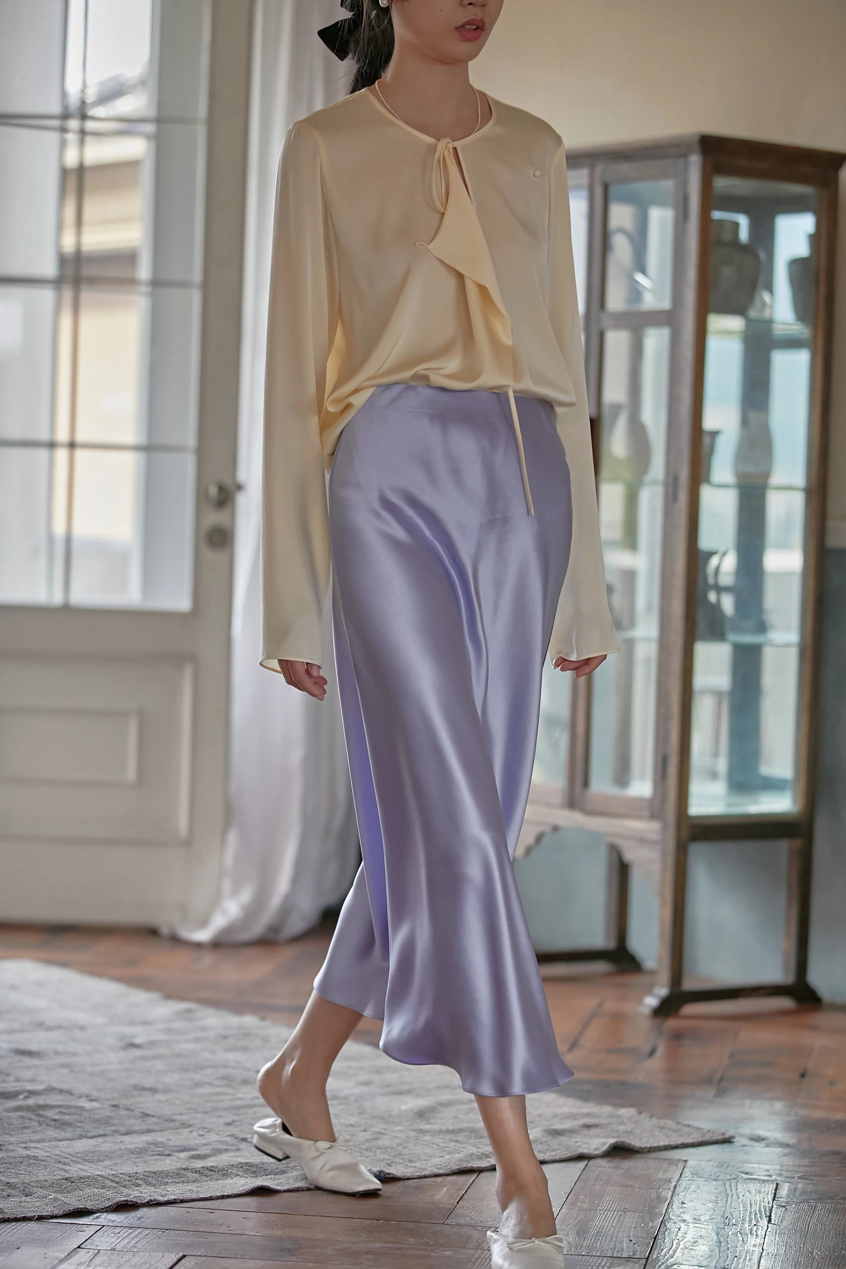 Elegant Satin A-Line Summer Skirt