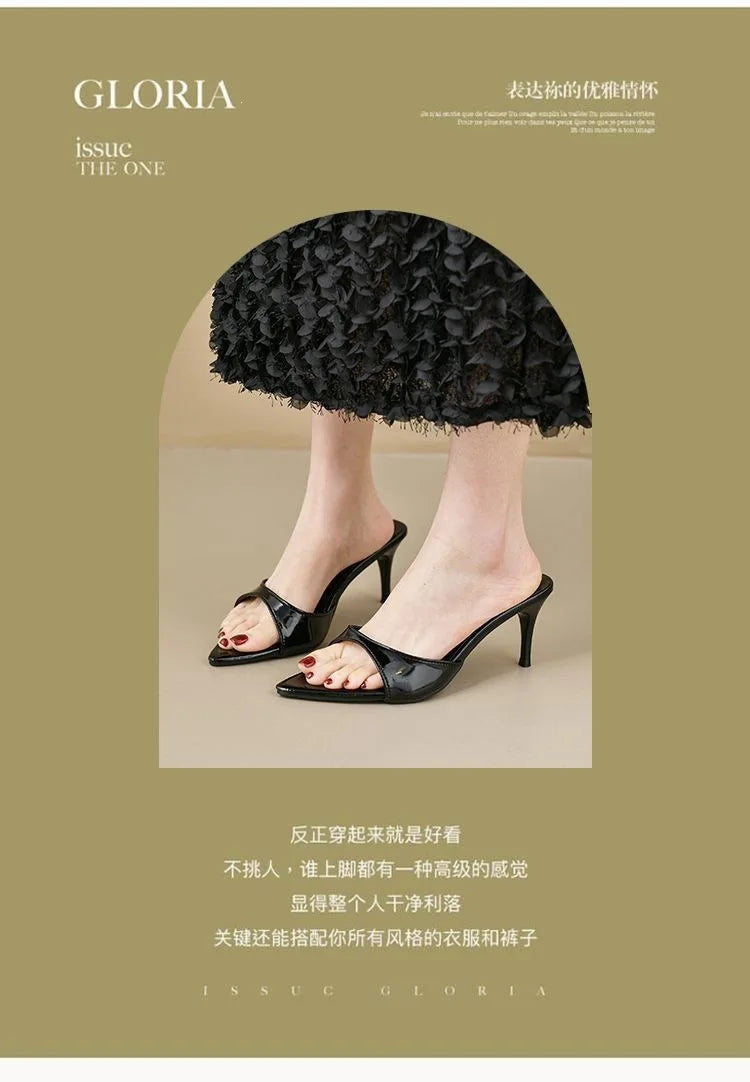 Women's High Heels Summer Slippers Women Sandals Fashion Classic Pointy Open Toe Stiletto Heels Sexy 2026 High-heeled Slippers