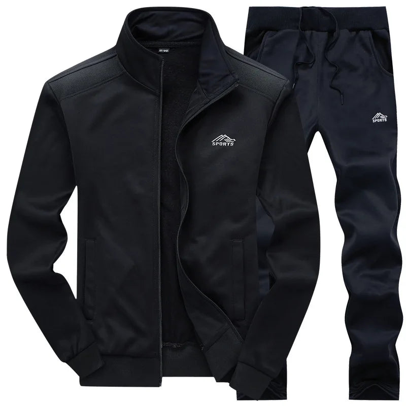 Tracksuits Men Polyester Sweatshirt Sporting Fleece 2026 Gyms Spring Jacket + Pants Casual Men's Track Suit Sportswear Fitness