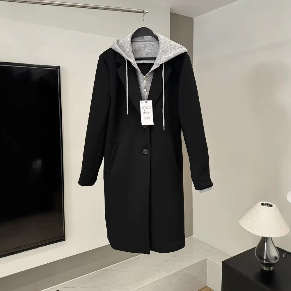 European Casual Hooded Long Coat